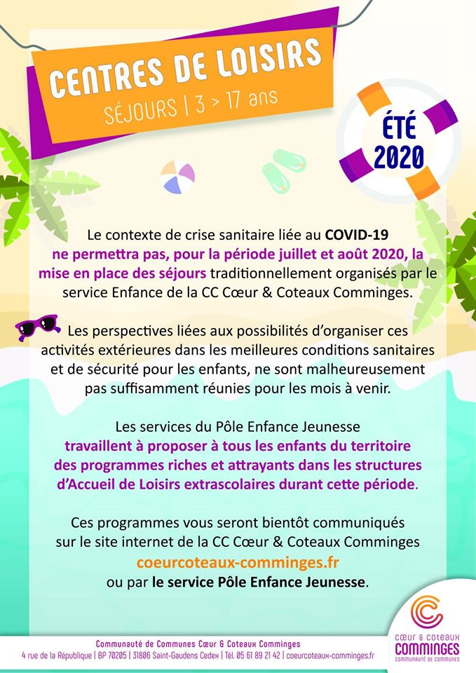 Lire la suite à propos de l’article Annulation séjours été 2020