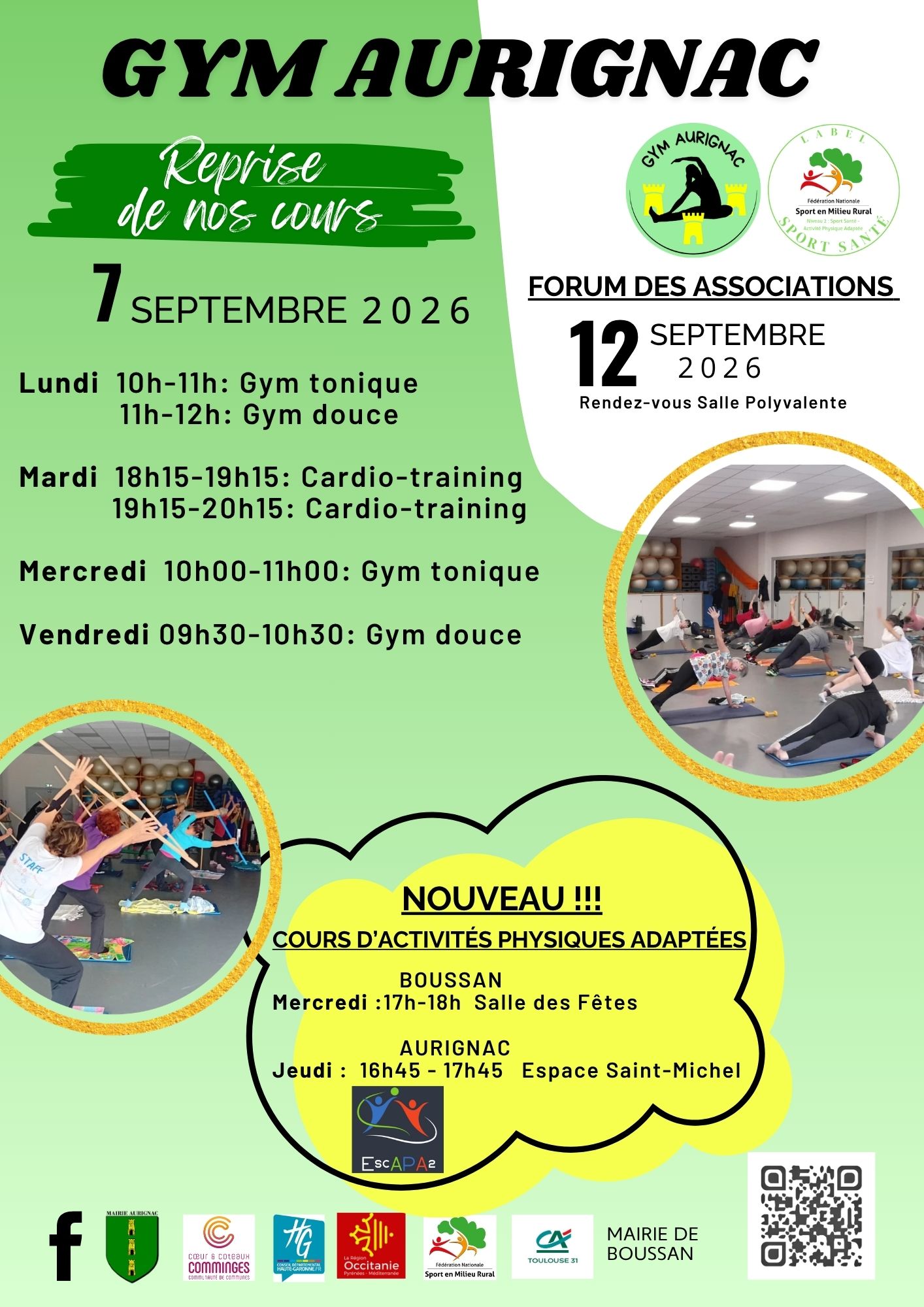 Lire la suite à propos de l’article Gym Aurignac – reprise cours