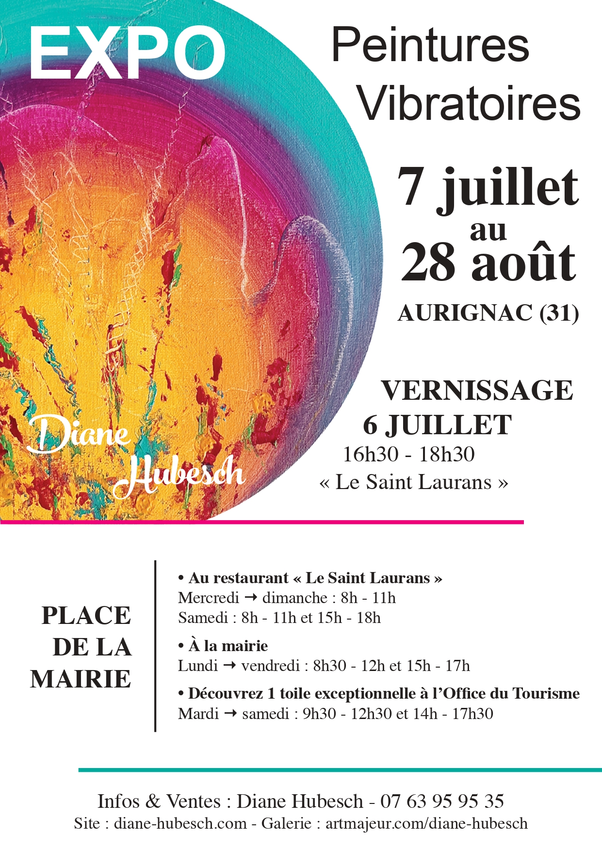 Lire la suite à propos de l’article Exposition – « Peintures Vibratoires » de Diane HUBESCH – Hall de la mairie