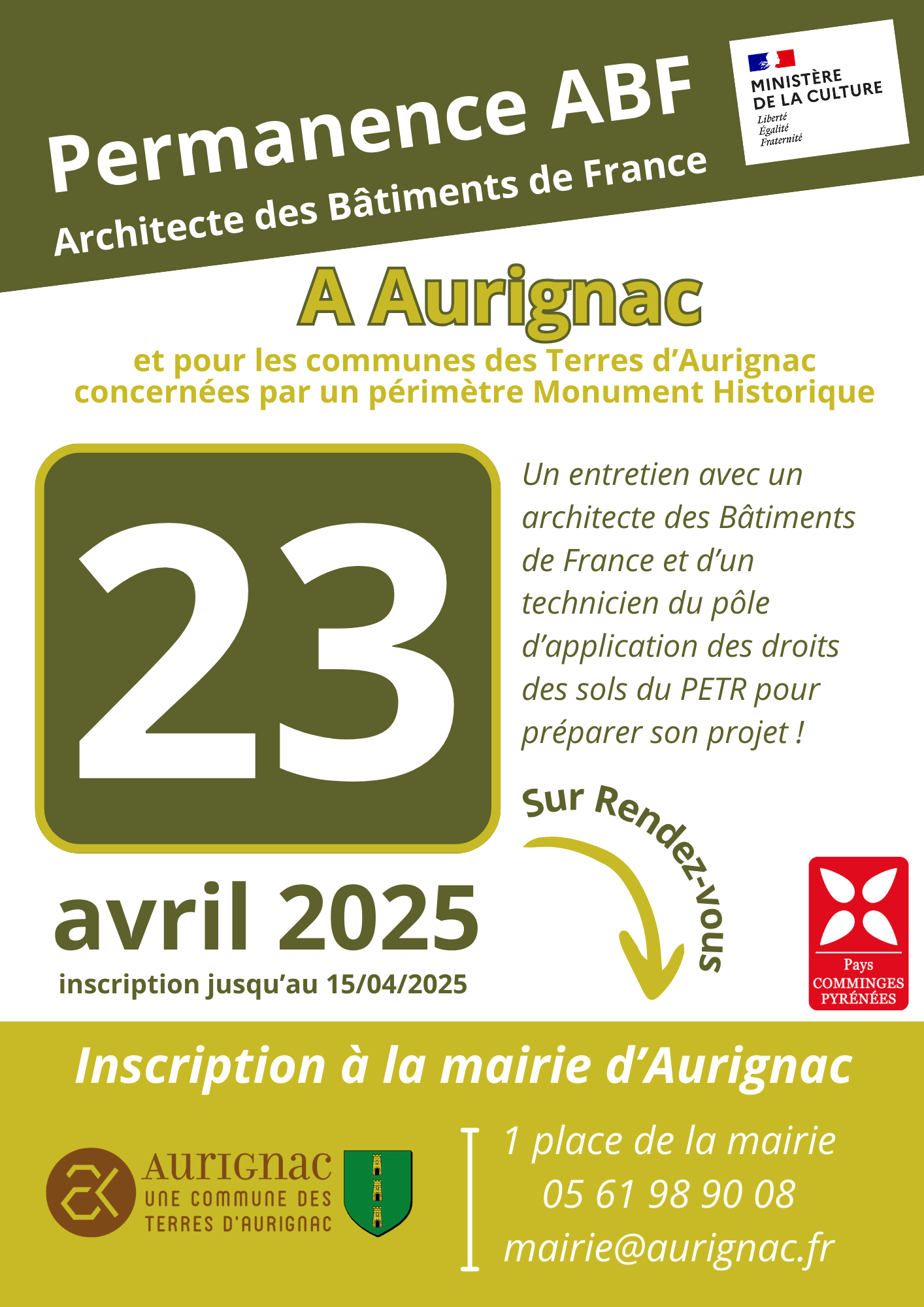 Lire la suite à propos de l’article Permanence trimestrielle de l’Architecte des Bâtiments de France – Mercredi 23 avril de 10h à 13h
