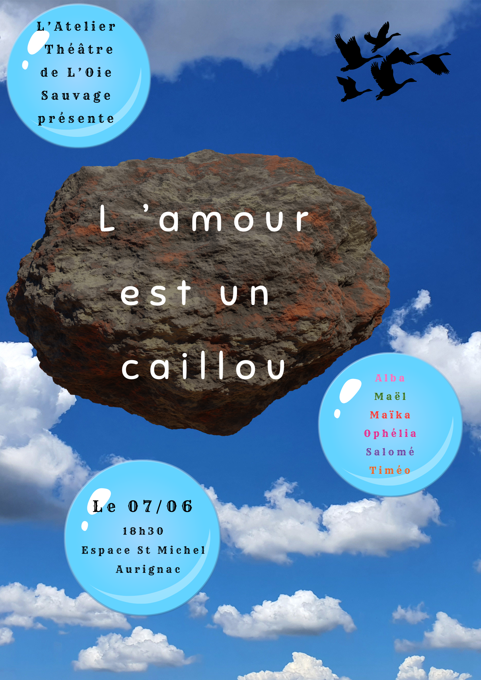 Lire la suite à propos de l’article Théâtre – L’AMOUR EST UN CAILLOU – Samedi 7 juin à 18h30 – Théâtre St Michel