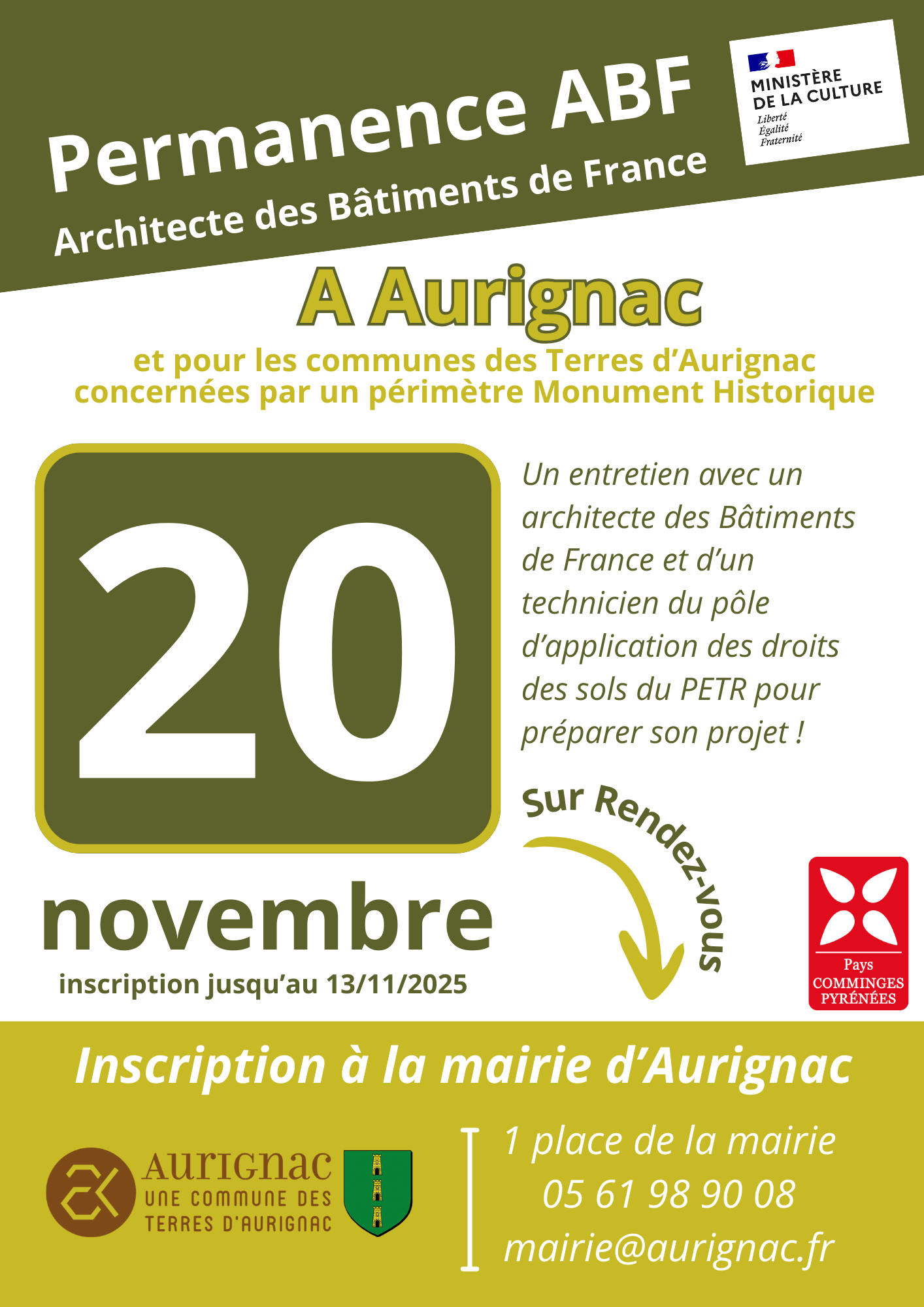 Lire la suite à propos de l’article Permanence trimestrielle de l’Architecte des Bâtiments de France – Jeudi 20 novembre de 10h à 13h