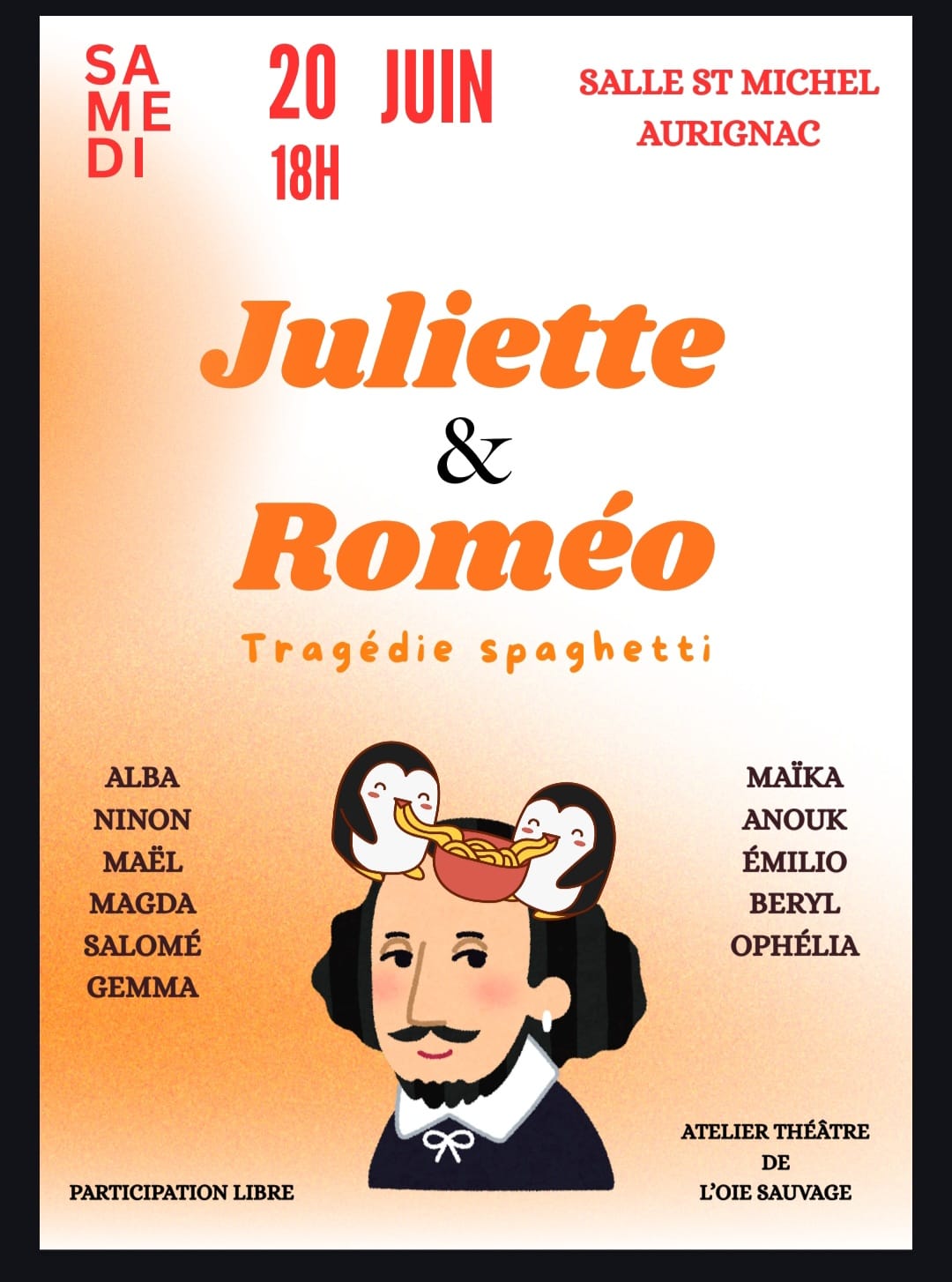 Lire la suite à propos de l’article Théâtre – Juliette et Roméo – 20 juin à 18h – Théâtre St Michel