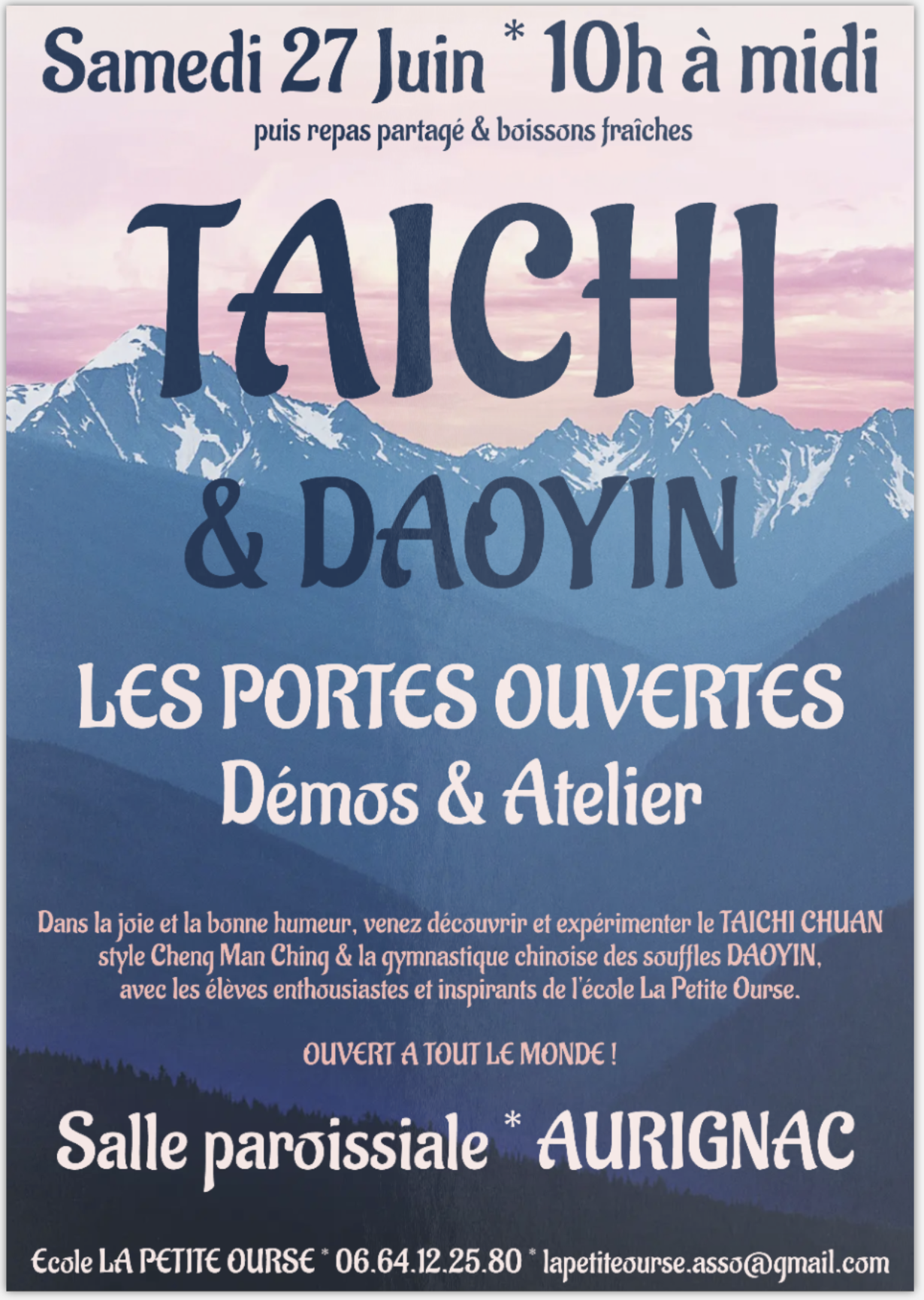 Lire la suite à propos de l’article Portes ouvertes Taichi et Daoyin – samedi 27 juin de 10h à 12h