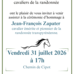 Hommage Jean-François Zapater – Vendredi 31 juillet à 17h – chemin de Cipot