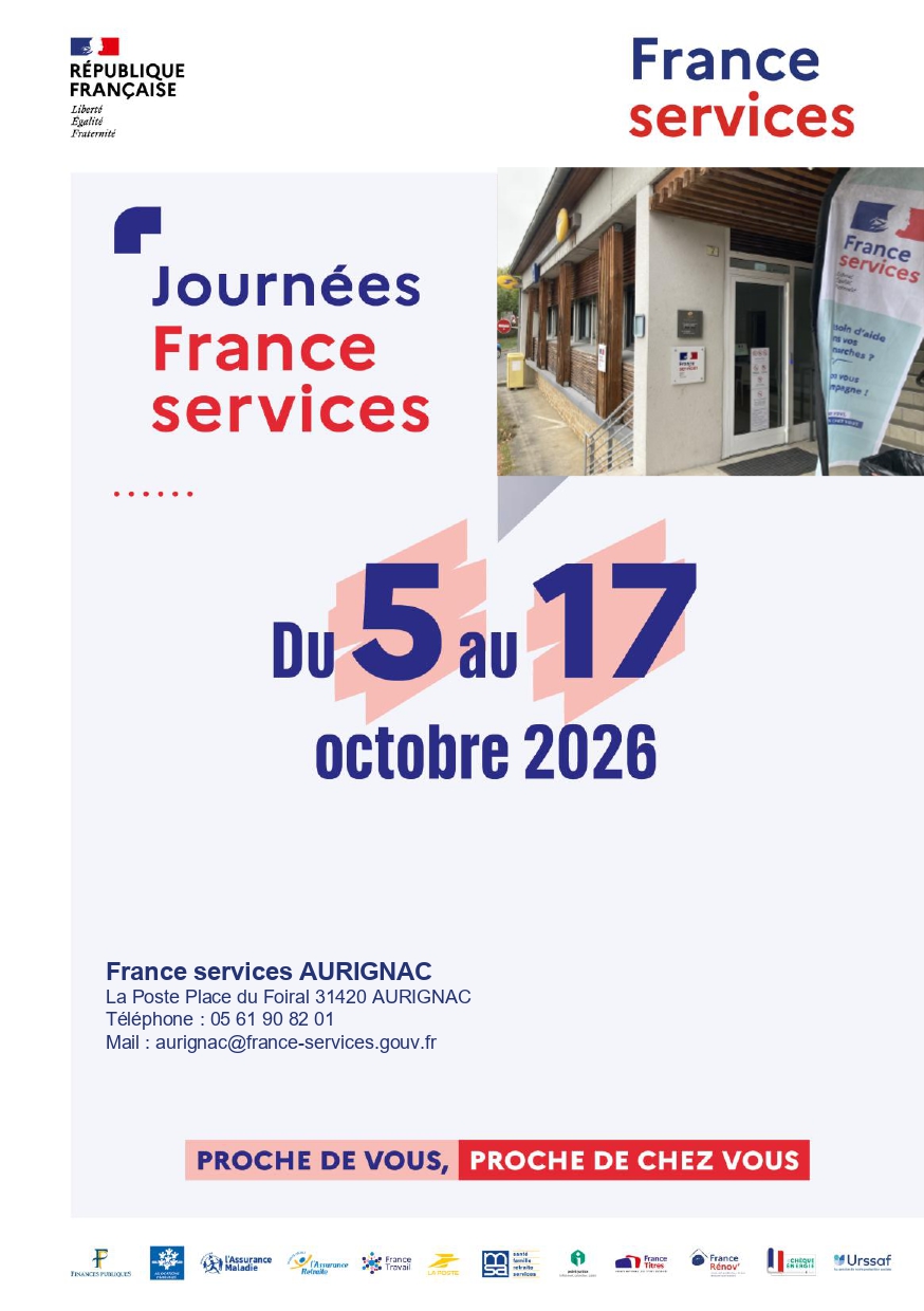 Lire la suite à propos de l’article Animations France Services – La Poste AURIGNAC – 5 au 17 octobre 26