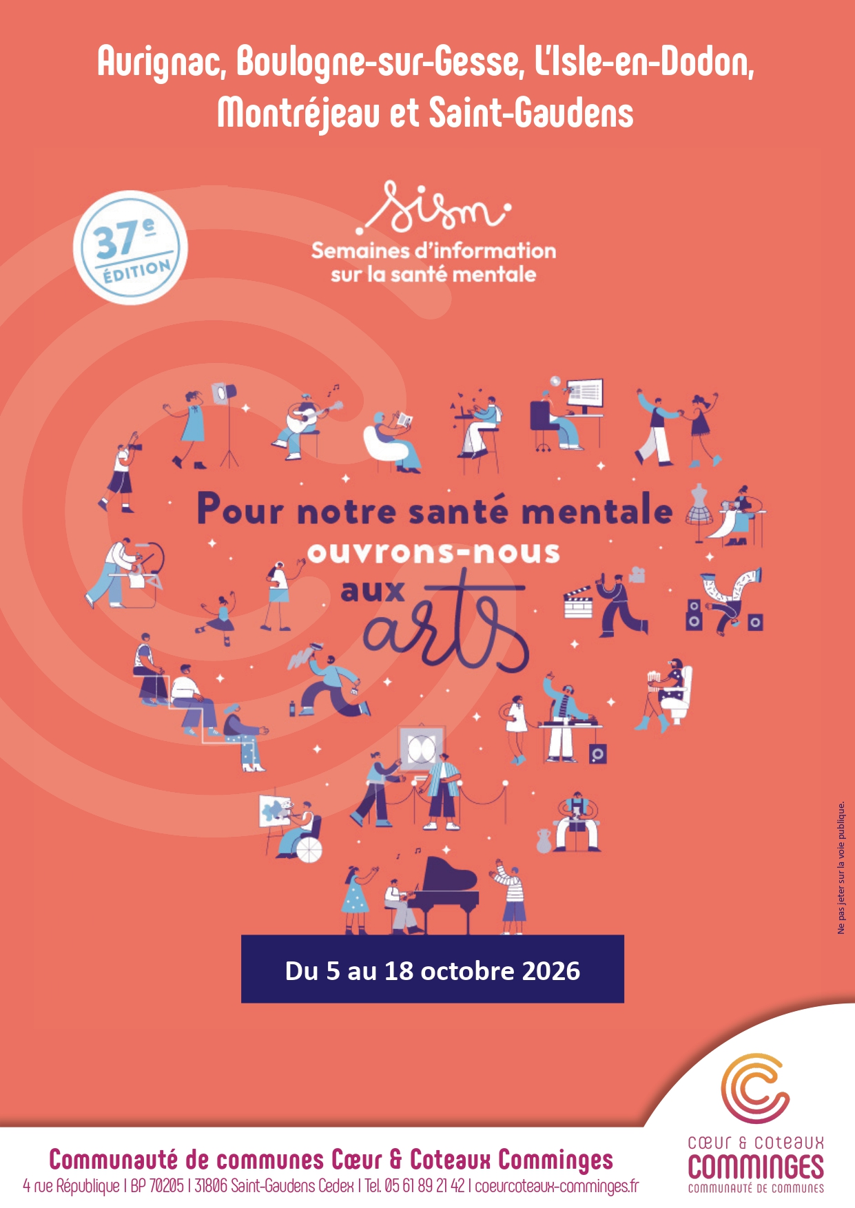 Lire la suite à propos de l’article SISM (Semaine d&rsquo;Informations sur la santé Mentale) « Ouvrons nous aux arts, pour notre santé mentale » – du 5 au 18 octobre 2026